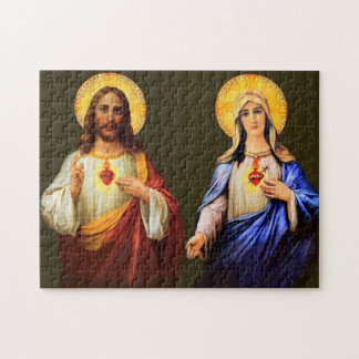 Corazón sagrado e inmaculado rompecabezas católico