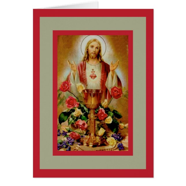 Corazón sagrado Jesús Rosas Chalice Rosary (Frente)
