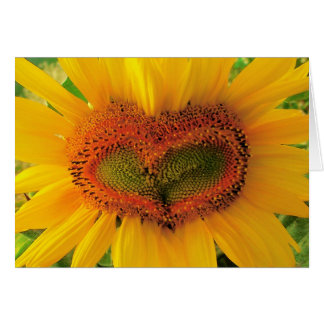 Corazón salvaje, tarjeta del corazón del girasol,