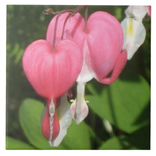 Corazón sangrante floral - teja de cerámica grande