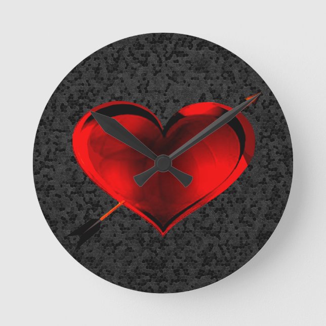 Corazón sobre reloj de vidrio manchado negro (Anverso)