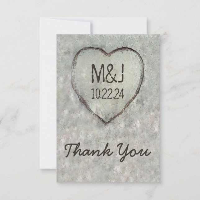 Corazón Tallado en Árbol de Abedul Agradecimiento  (Anverso)