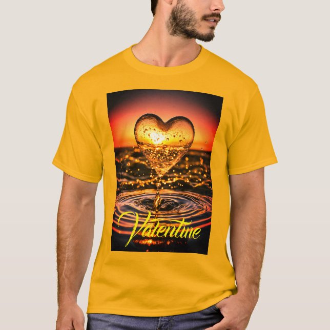 Corazón único con gotas Imprimir camiseta . (Anverso)