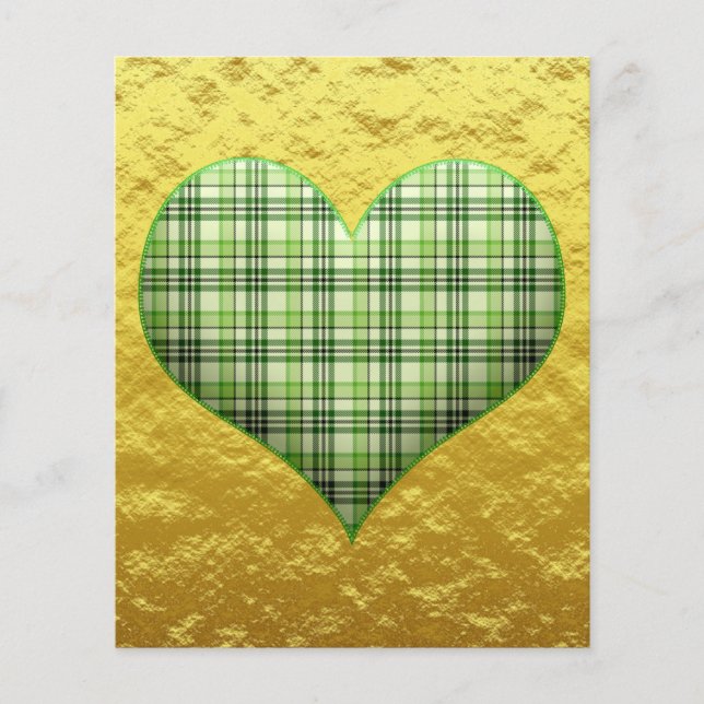 Corazón verde sobre fondo dorado Hoja de papel (Anverso)