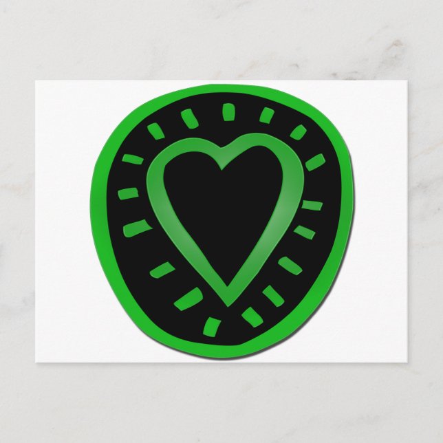 Corazón verde y negro 1 postal (Anverso)