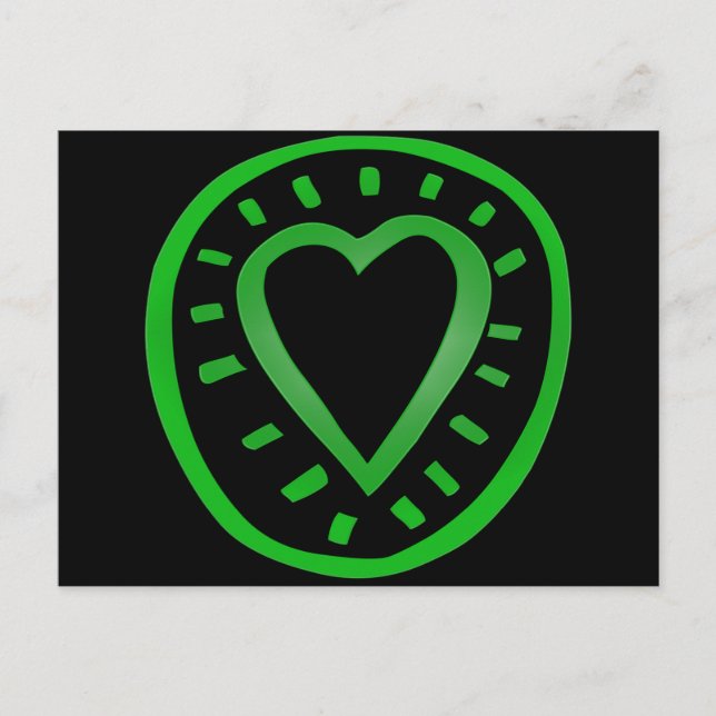 Corazón verde y negro 2 postal (Anverso)