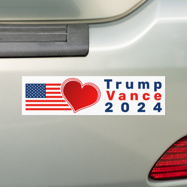 Corazón y bandera, Trump, pegatina de parachoques  (en coche)
