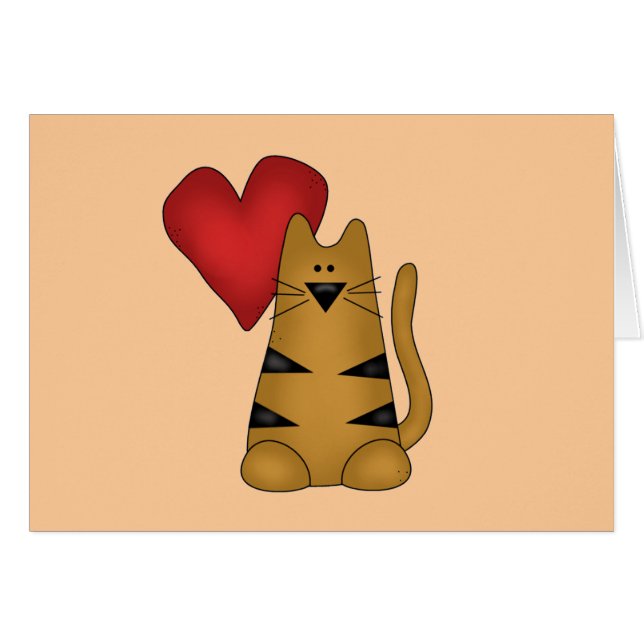 Corazón y camisetas y regalos rayados del gato (Anverso (Horizontal))