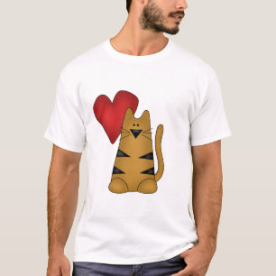 Corazón y camisetas y regalos rayados del gato
