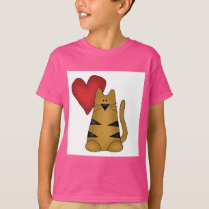 Corazón y camisetas y regalos rayados del gato