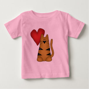 Corazón y camisetas y regalos rayados del gato