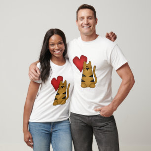Corazón y camisetas y regalos rayados del gato