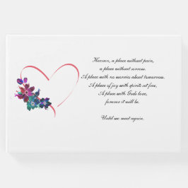 Corazón y flores del libro de visitas funerarias.