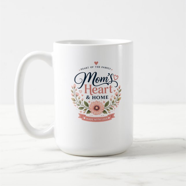 Corazón y Hogar de Mamá | Elegante Taza de Café de (Izquierda)