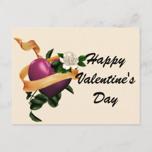 Corazón y Rosa Feliz Día de San Valentín postales