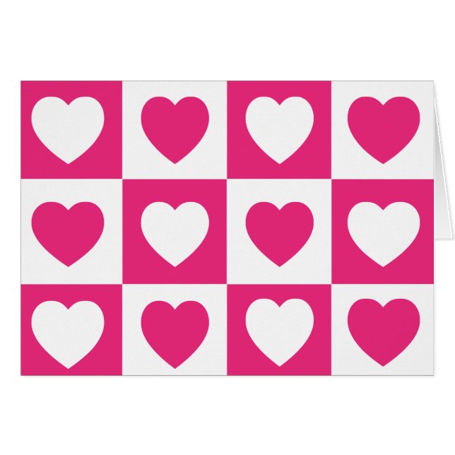 Corazones a cuadros - rosas fuertes (Anverso (Horizontal))