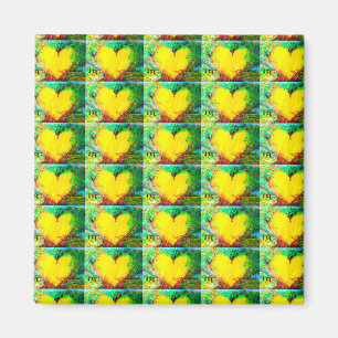 corazones amarillos en imán verde