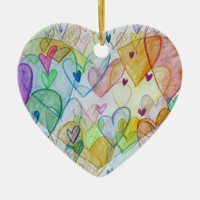 Corazones arcoiris Ornamentos de regalo de Persona (Frente)