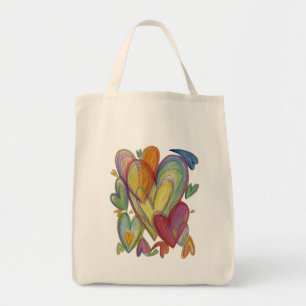 Corazones arcoiris Palabra arte Inspiradora bolsa