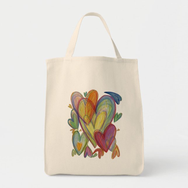Corazones arcoiris Palabra arte Inspiradora bolsa  (Frente)