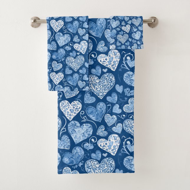 Corazones Azules Acuarela Dibujados a Mano  (In situ)