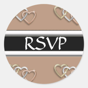 Corazones Beiges De Los Pegatinas De Boda RSVP Del