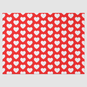 Corazones, blanco en papel de tejidos rojos
