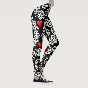 corazones blancos rojos leggins negros adolescente