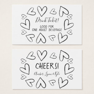 Corazones Casuales. Black on White Drink Tickets