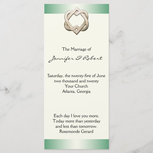 Corazones celtas en el programa de bodas de gradie (Anverso)