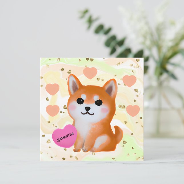 Corazones chiba inu | Para Perro Lover (Anverso de pie)