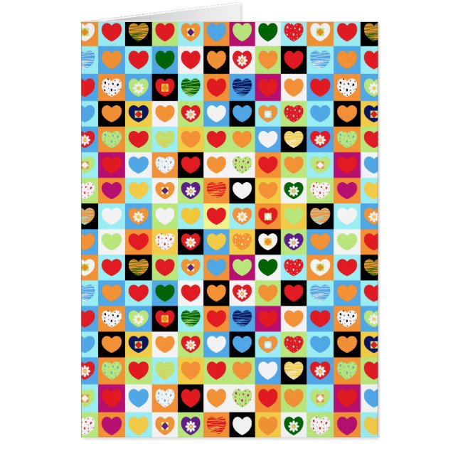 Corazones coloridos, carta (Frente)