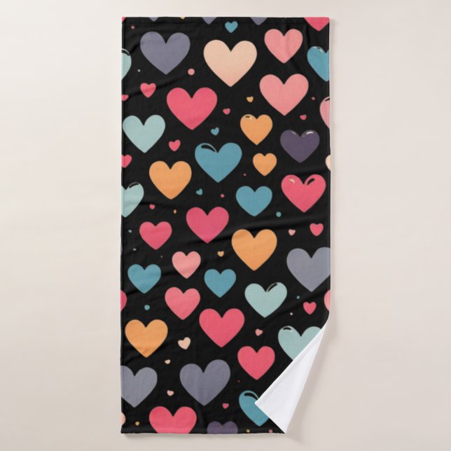 Corazones coloridos día de San Valentín  (Toalla de baño)