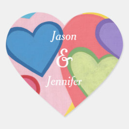 Corazones coloridos Pegatinas de matrimonio para p