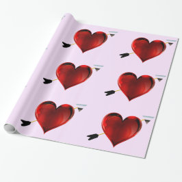 Corazones con flechas cromadas Papel de envolvimie