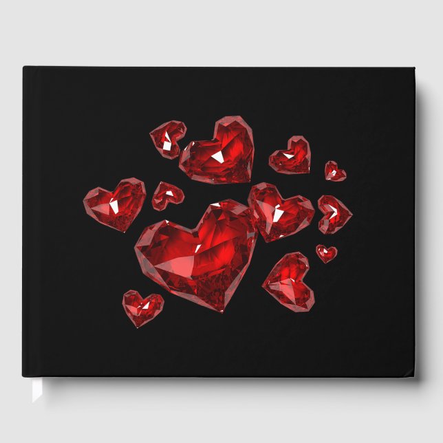 Corazones con joyas rojas y libros invitados (Anverso)