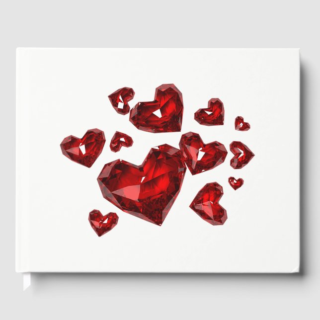 Corazones con joyas rojas y libros invitados (Anverso)