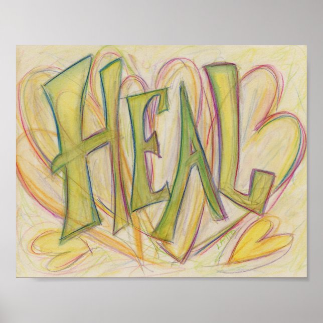Corazones curativos Palabra Arte Poster Inspirador (Frente)