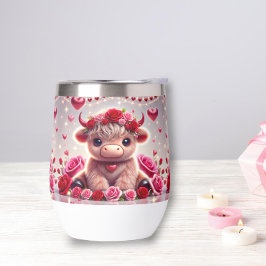 Corazones Cute Highland Cow Stemless Wine Tumbler