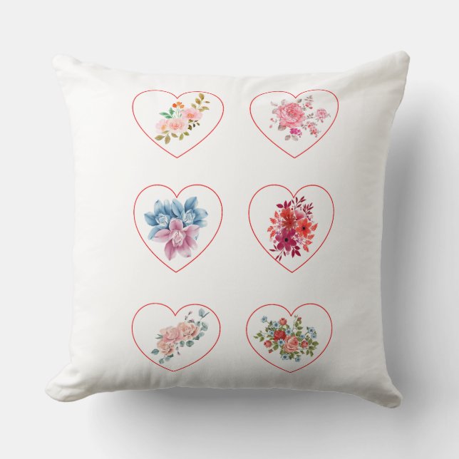 Corazones de almohada con flores (Anverso)