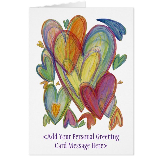 Corazones de amor arcoiris Tarjetas de felicitació (Frente)