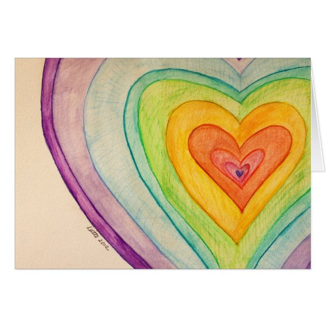 Corazones de amor arcoiris Tarjetas de felicitació (Anverso (Horizontal))