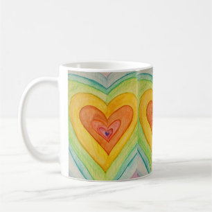 Corazones de amor arcoiris tazas de café de arte