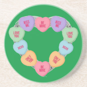 Corazones de amor de caramelo para posavasos