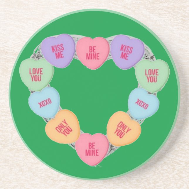 Corazones de amor de caramelo para posavasos (Frente)