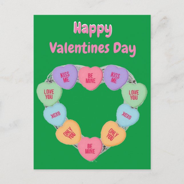 Corazones de amor de caramelos postales (Anverso)