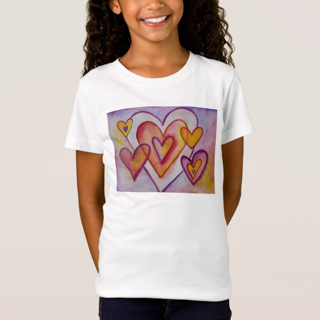 Corazones de amor entrelazados pintando camiseta d (Anverso)