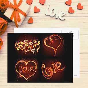 Corazones de amor flotantes postal