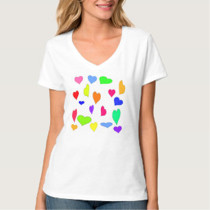 Corazones de amor multicolores camisetas de mujere