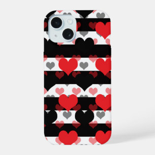 Corazones de Amor Rojo Negro Con Rayas Blancas y N